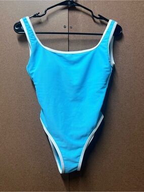 NWT- LainSnow Ocean Isle One Piece Sea Blue Ribbed Swimsuit Sz S